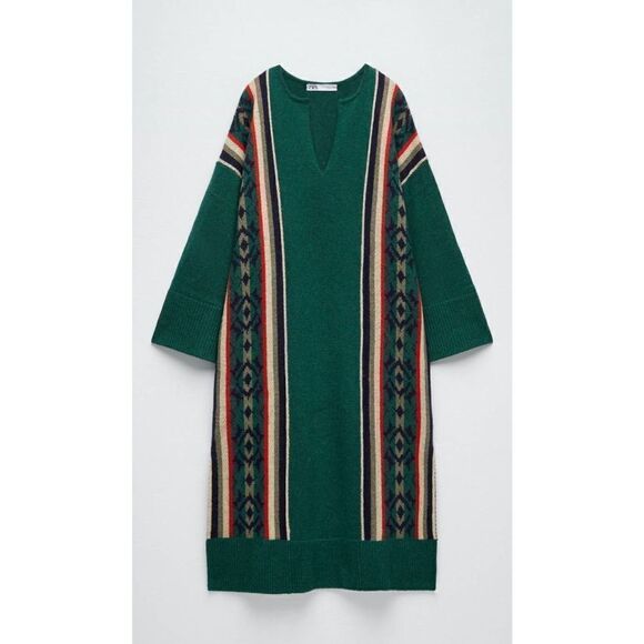 Zara Tunic Jacquard 50% Wool Blend Heavyweight New - Picture 6 of 6
